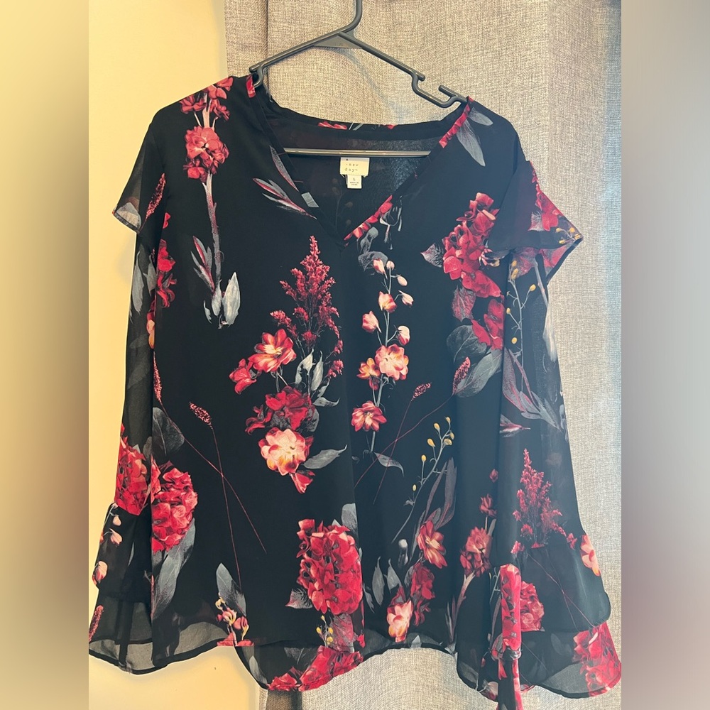 Floral “a new day” blouse